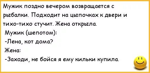 Вечером вернулся с работы. Анекдот про кота который возвращался. Анекдот про кота который возвращался домой. Анекдот про кота и мужика который возвращается. Анекдот про кошку которая возвращалась домой раньше хозяина.