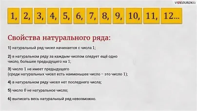 Ряд натуральных чисел 5 класс конспект урока