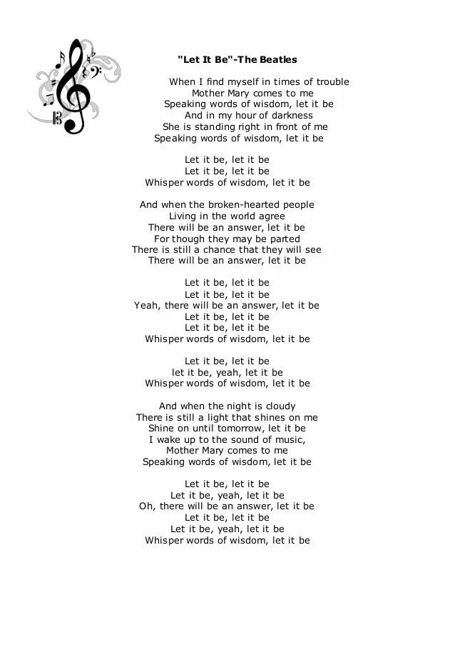 Песня лет ит би. Let it be текст. Let it be the Beatles текст. Битлз Let it be текст. Let it be песни.