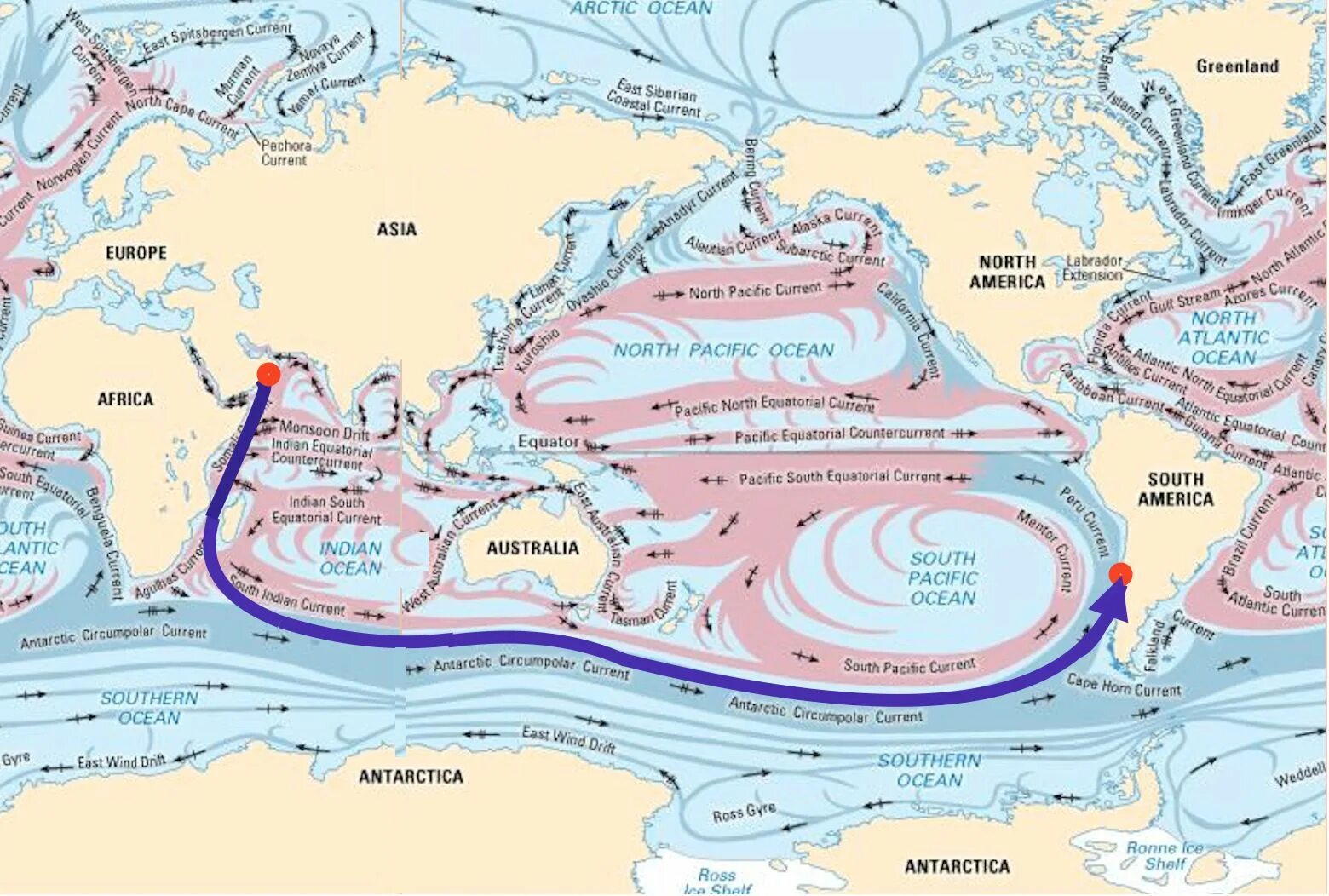 Морские течения. Течение Гольфстрим на карте мирового океана. Холодные морские течения. Карта морских течений.