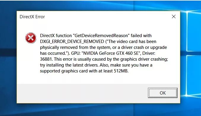 Getdeviceremovedreason failed. DIRECTX Error. При запуске игры ошибка DIRECTX. Ошибка DIRECTX function "GETDEVICEREMOVEDREASON". Ошибка DIRECTX function GETDEVICEREMOVEDREASON failed with dxgi_Error_device_hung.