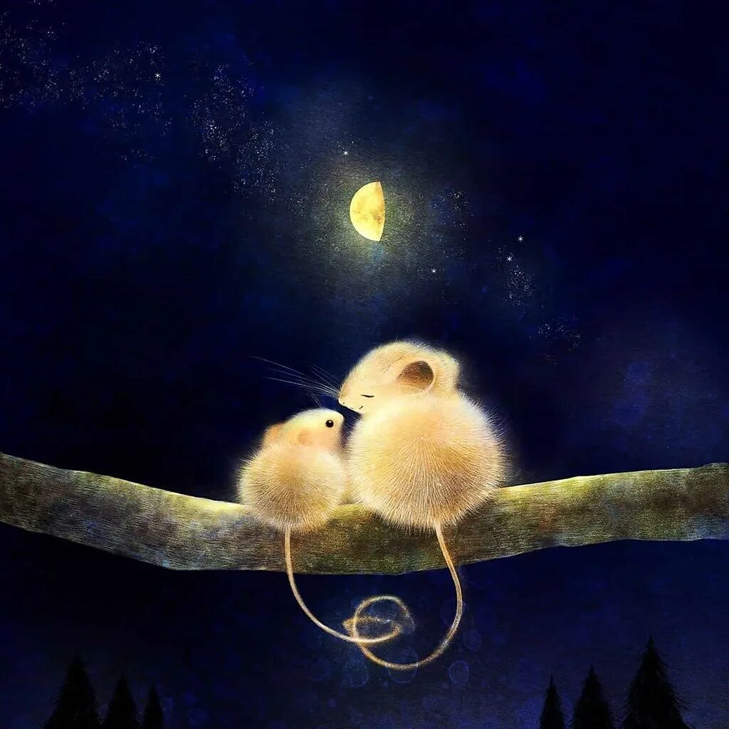 Картинки ночь добра. Сладкой ночи. Спокойной ночи мышонок. Картина доброй ночи. Доброй ночи с птицами.