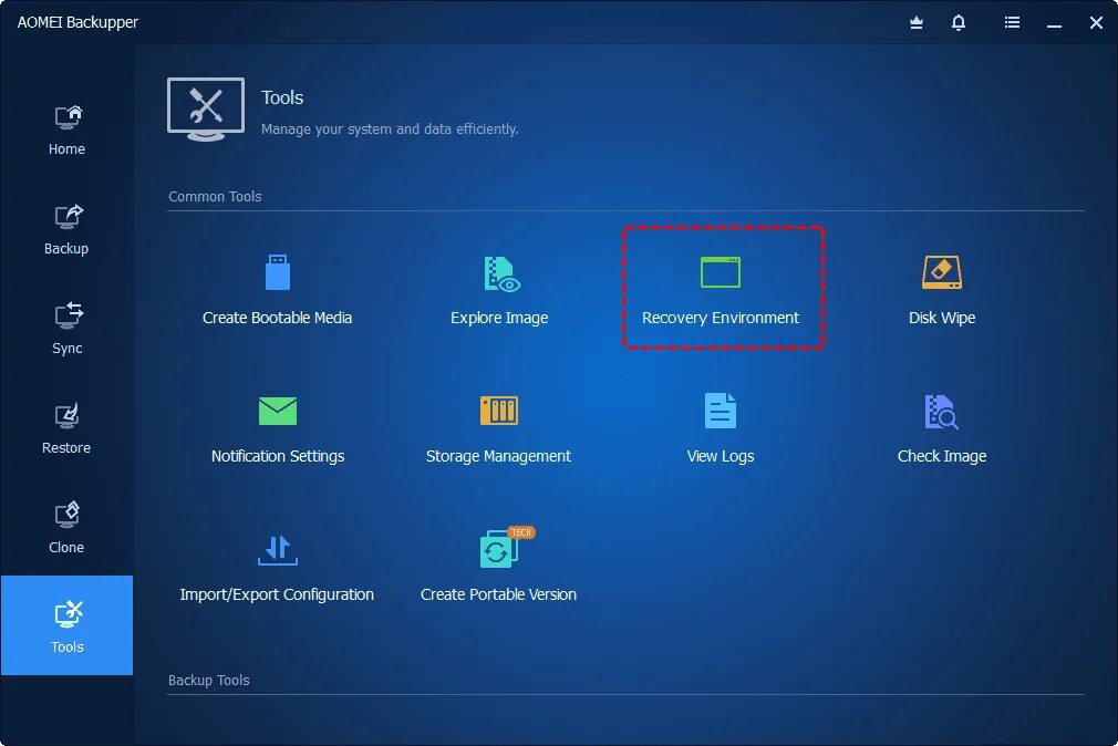 Windows recovery manager
