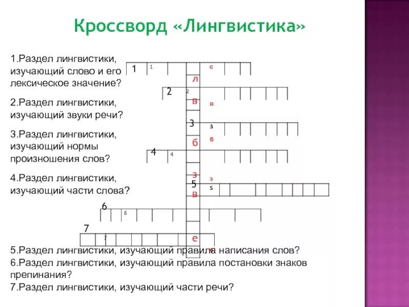 Примеры вопросов к кроссворду по теме морфемика Презентация на тему морфемика 5 класс