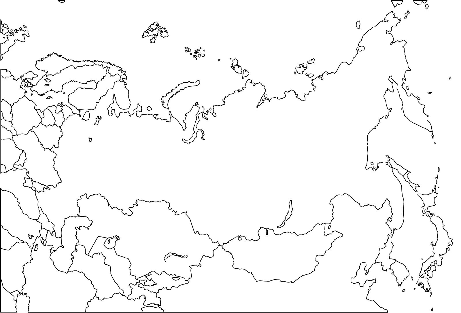 Карты стран раскраски. Контурная карта России с границами государств. Границы соседей России контурная карта. Карта России для раскрашивания для детей. Контурная карта России с границами стран.