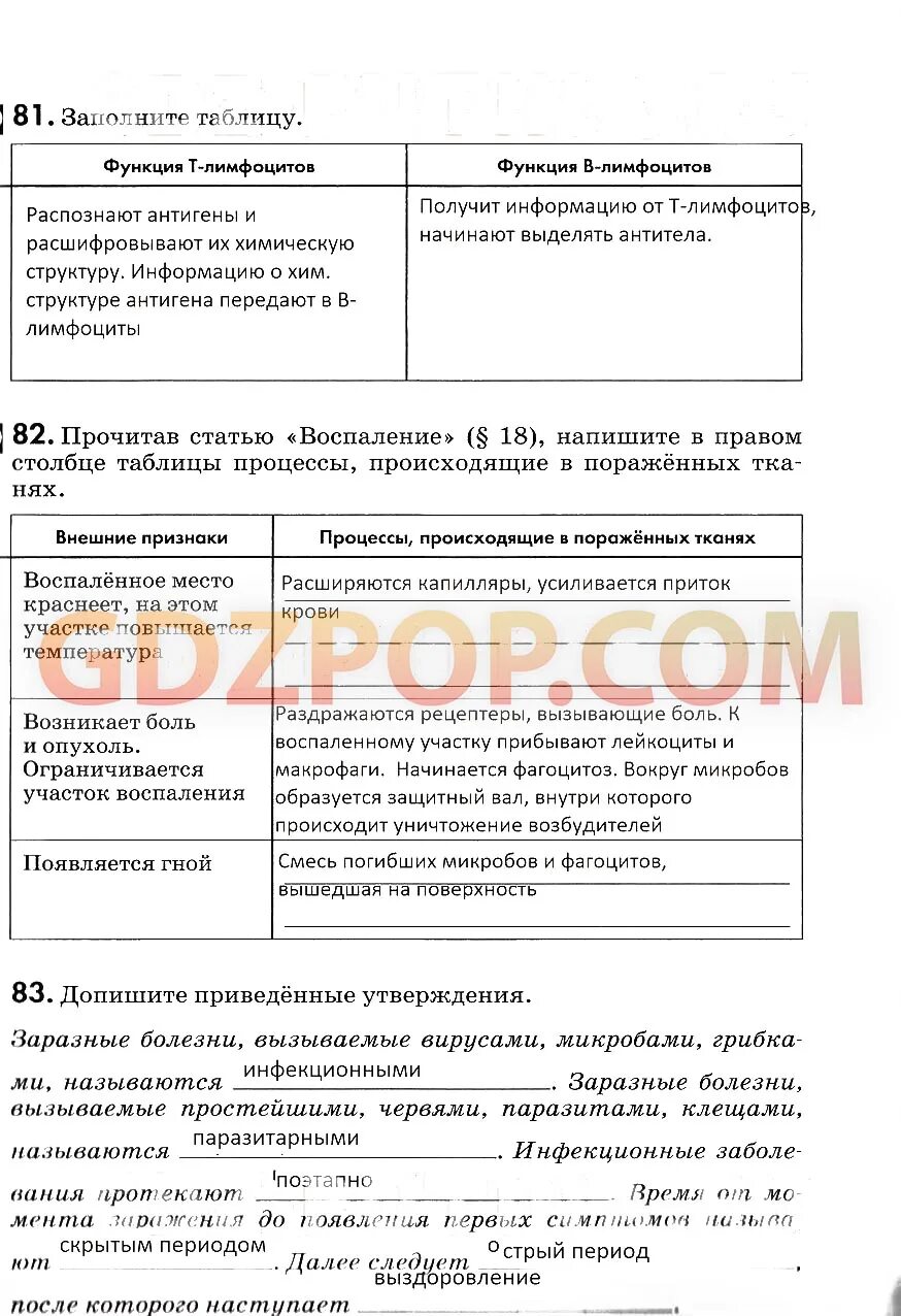 Биология 8 рабочая тетрадь маш беляев. Допишите приведенные утверждения заразные болезни.