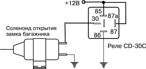 Электромеханический замок капота схема подключения. Схема подключение электромеханического замка капота к сигнализации. Схема подключения реле центрального замка. Схема подключения замка капота к сигнализации.