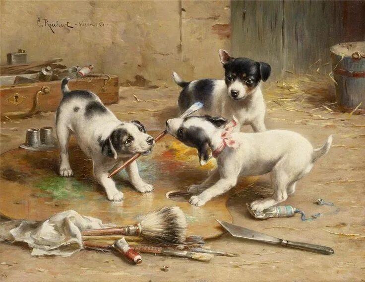 Художник рисующий собак. Художник рисующий собак