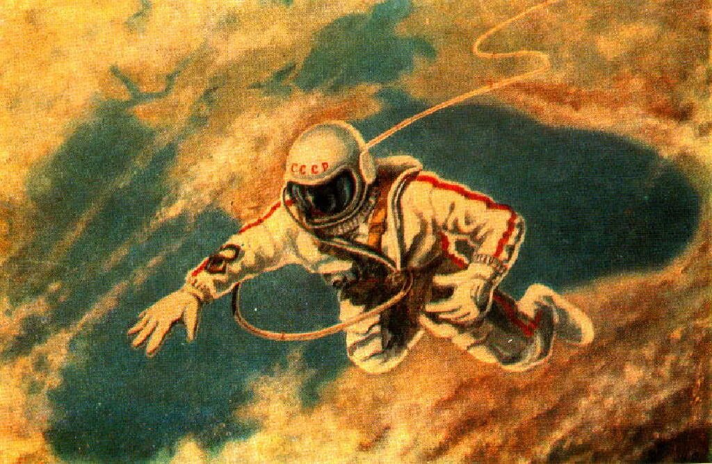Первый полет в космическое пространство. Картины Леонова Космонавта. Картины Леонова открытый космос. Леонов космонавт картины.
