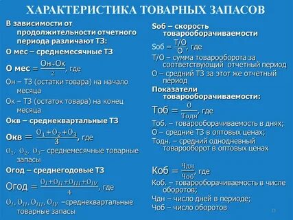 Показатели уровня запасов
