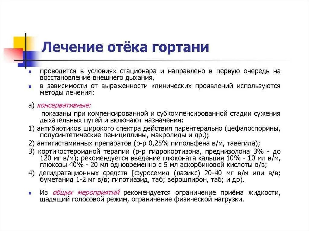 Неотложная помощь при отеке гортани. Препараты при отеке гортани. 1 Помощь при отеке гортани. При лечении отека гортани.