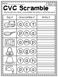 Cvc worksheets for kids