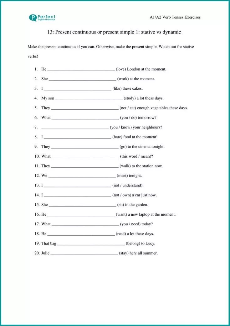 Grammar practice exercises
