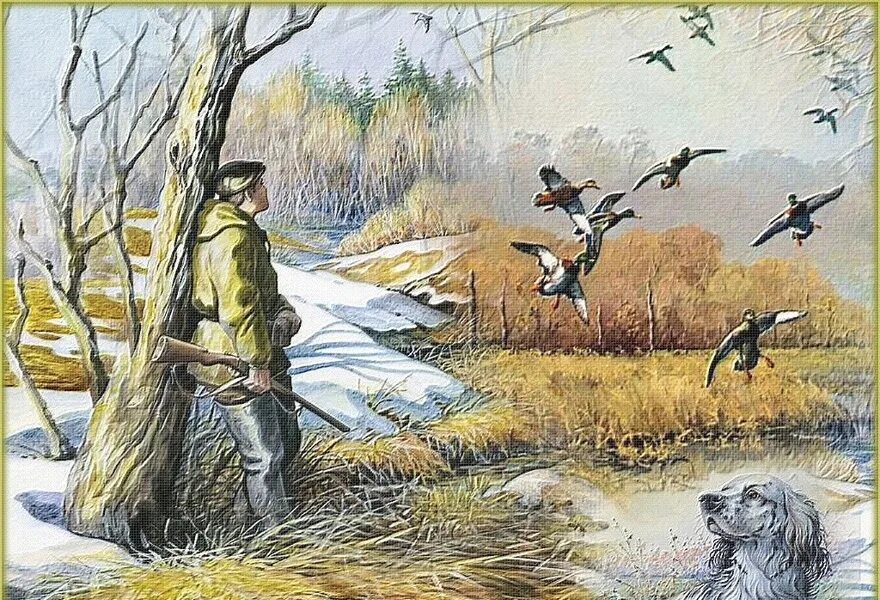 Читать про охоту. Охотник в лесу. Картина охота. Пейзаж для охотника. Охота иллюстрации.