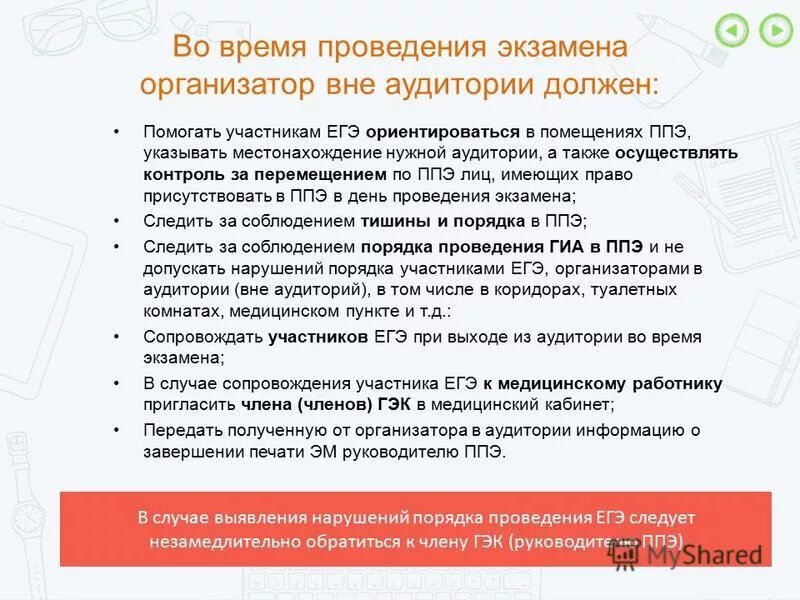 Функциональные обязанности ответственного организатора вне аудитории. Функциональные обязанности ответственного организатора вне аудитории