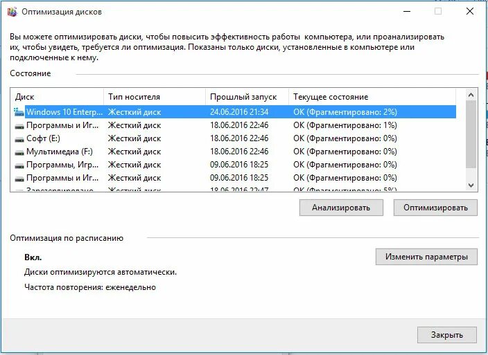 Оптимизация диска. Оптимизация жесткого диска Windows 10. Дефрагментация жесткого диска командой Defrag Windows 10. Анализ жёсткого диска Windows 10. Анализатор жесткого диска Windows 10.