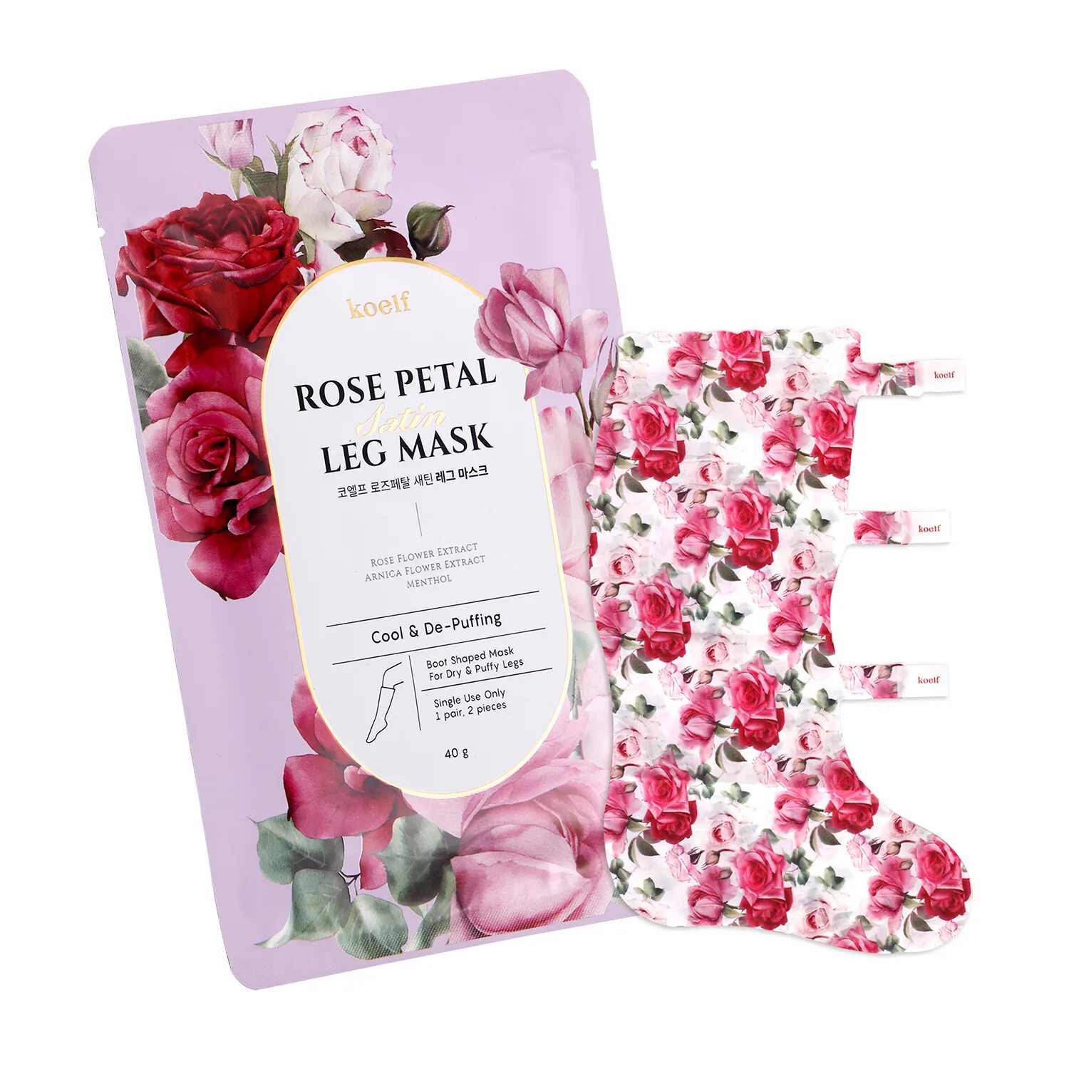Leg mask. Маска-гольфы для ног с экстрактом розы koelf rose petal satin leg mask.