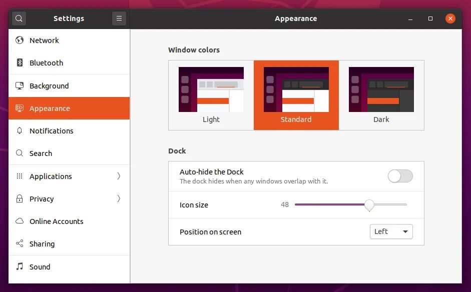Настройка ubuntu windows. Ubuntu 20 04 внешний вид. ubuntu панель настроек. настройки внешнего вида. ubuntu 20 внешний вид.