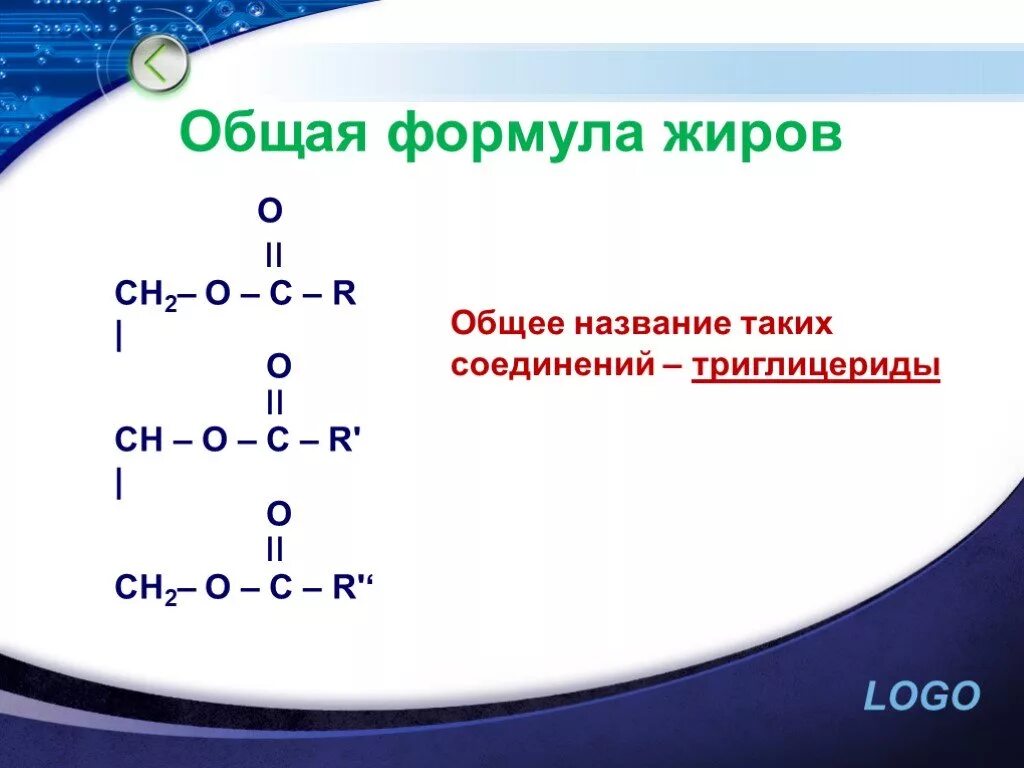 Общее название жиров