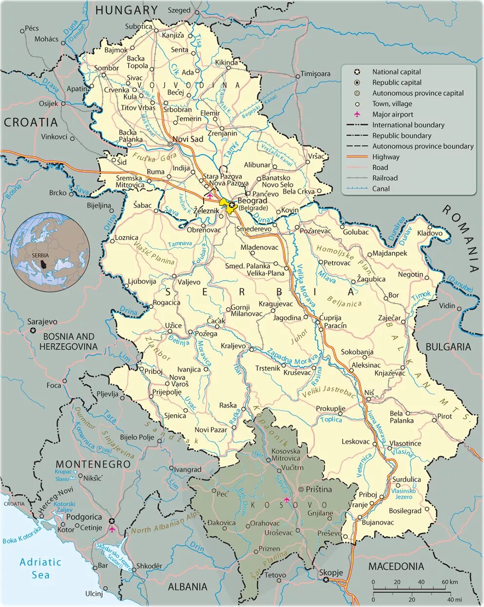 Границы сербии на карте. Сербия с картой!. Сербия политическая карта. Сербия на карте Европы.