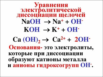 Уравнения диссоциации электролитов