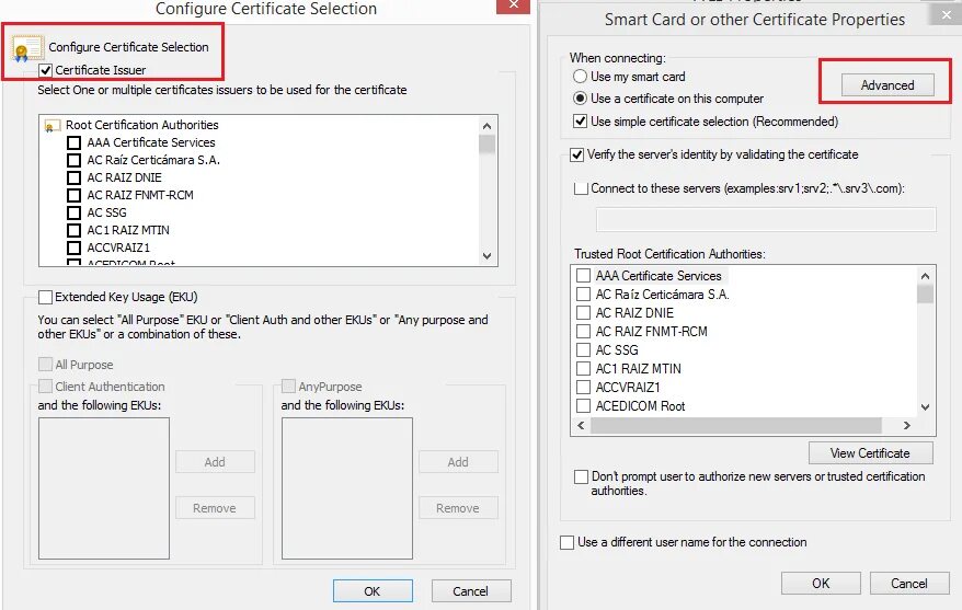 Certificate authentication failed. Certificate authentication failed