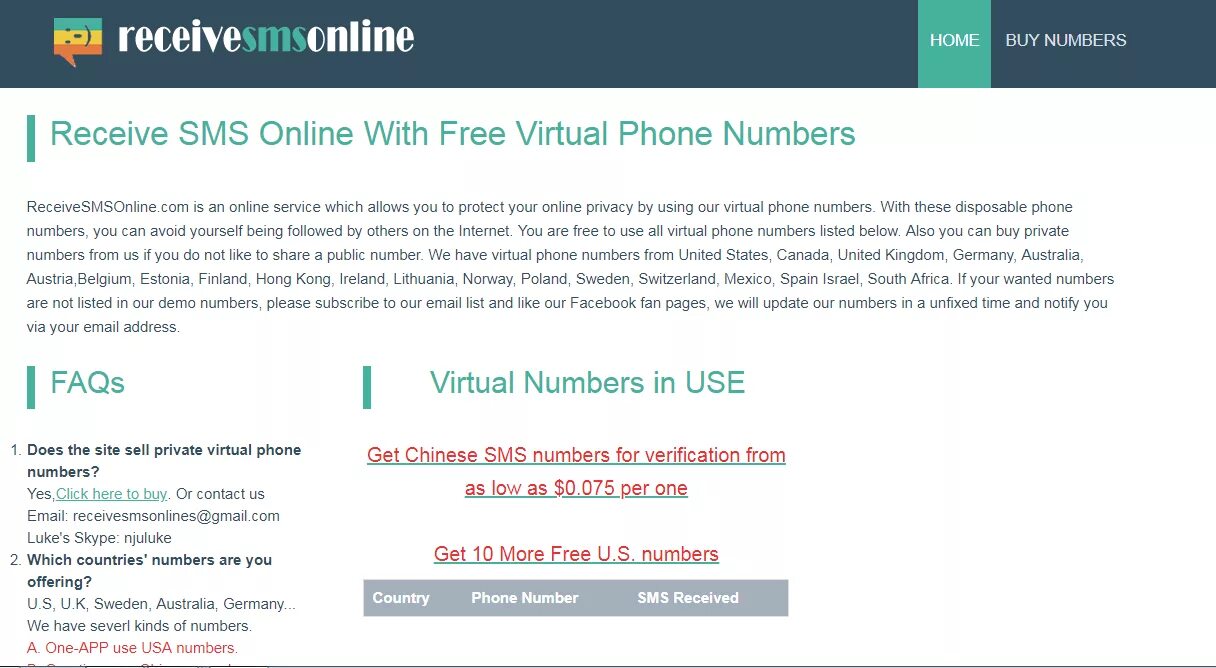 Virtual number for sms. Virtual sms number.