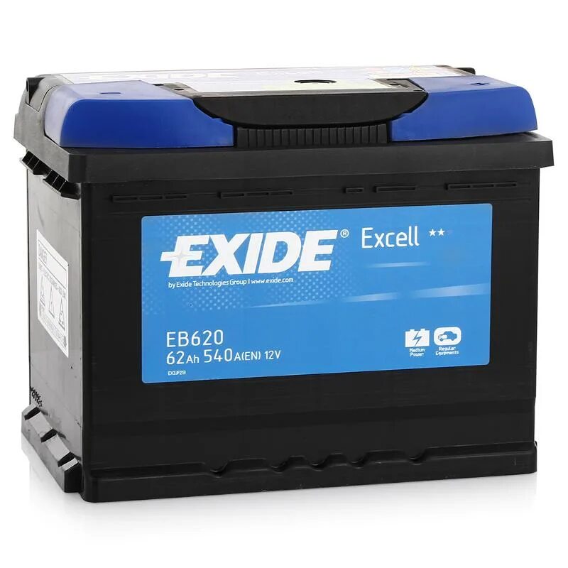 Купить аккумулятор в иваново. Exide Excell eb620. Аккумулятор Exide 62ah. Аккумулятор Exide eb620. Аккумуляторная батарея Excell [12v 62ah 540a b13] 242x175x190mm - Exide - 6600р.