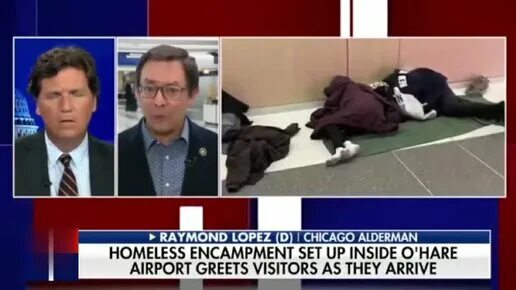 В Чикаго бомжи захватили аэропорт. Такер Карлсон в аэропорту. Такер Карлсон КГБ Мем.