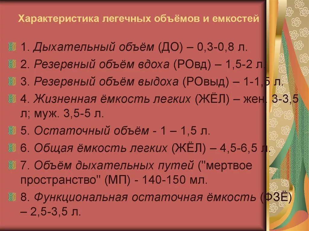 Величина дыхательного объема. Дайте характеристику дыхательных объемов. Дыхательный объем. Характеристика объема объема дыхания. Резервный объем выдоха (РОВЫД).