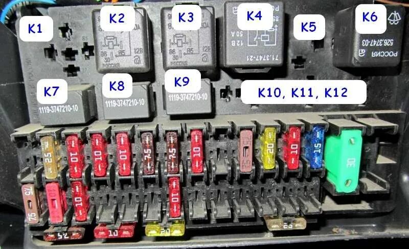 Реле ваз приора. Блок предохранителей Приора 1 без кондиционера 2008. Блок предохранителей Приора без кондиционера 2008.