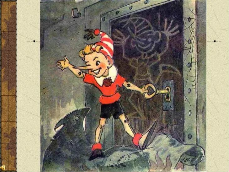 диафильм золотой ключик или приключения буратино. приключения буратино в чулане. находка буратино за таинственной дверцей. леонид владимирский буратино. буратино прячется под петухом.