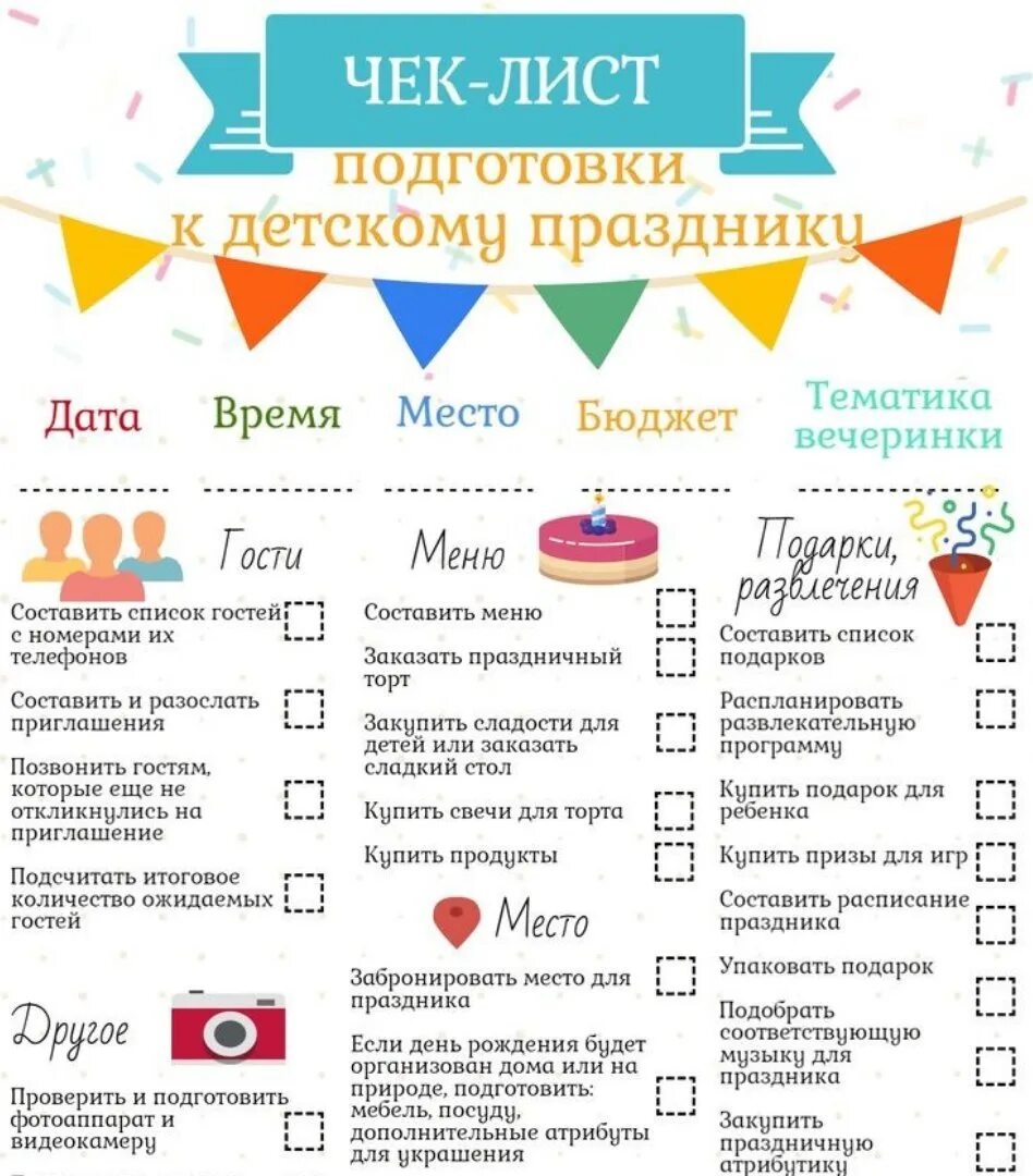 Подготовка к дню. Чек лист для празднования дня рождения ребенка. чек лист подготовки к дню рождения ребенка. чек лист празднования детского дня рождения. чек лист день рождения ребенка.