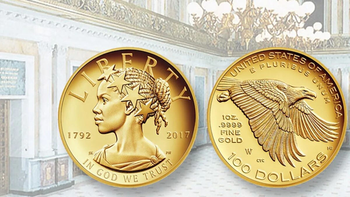 Золотые 100 долларов. Монета США ,100 долларов ,золото. Золотая монета США "225 лет. Монета Liberty Freedom.
