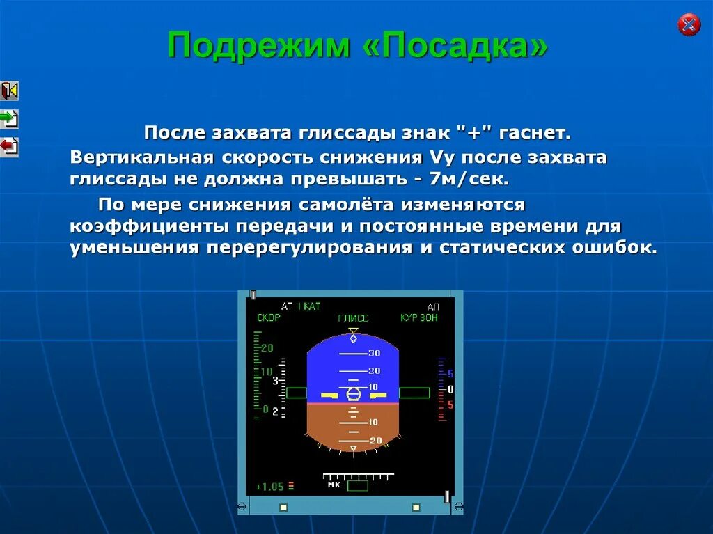 Вертикальная скорость. Вертикальная скорость снижения. Вертикальная скорость планирования. Подрежим. Захват глиссады.