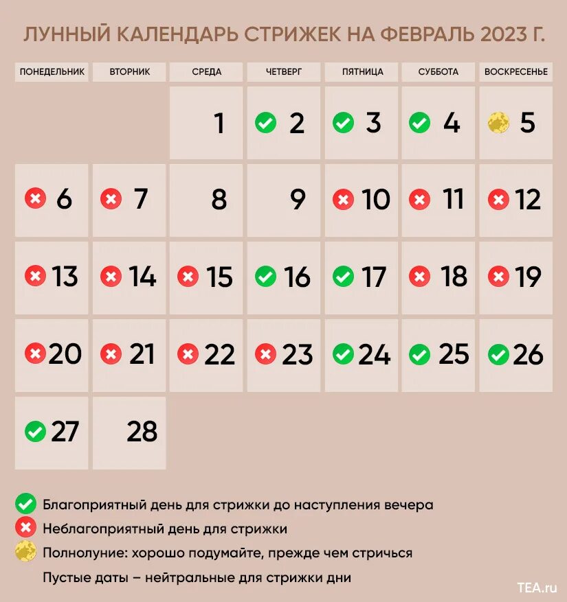 Лунный календарь стрижек на февраль 2023
