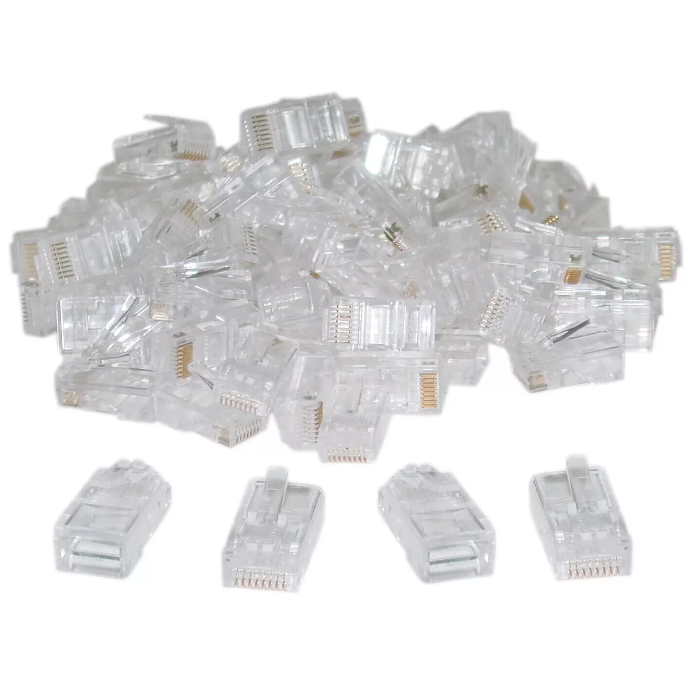 Коннектор RJ-45 utp5e (100шт). VCOM коннекторы RJ-45 для UTP кабеля 5 кат. ( 100 Шт.), бп000004272. Коннектор RJ-11 шт 0152931. Упаковка коннекторов rj45