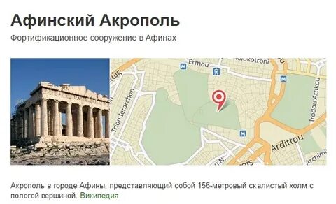 Афинский акрополь на карте