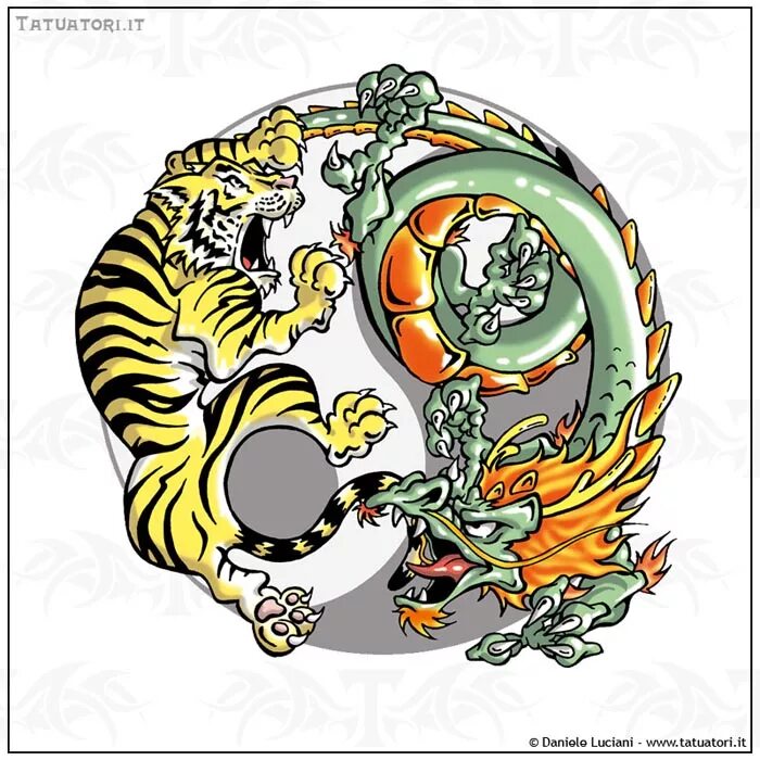 Гороскоп змеи лев. Инь Янь змея и тигр. Тату дракон и тигр. Тигр и змея.
