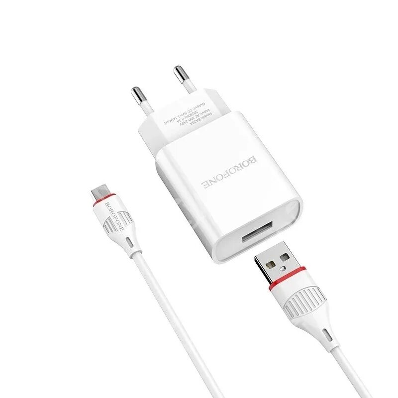 СЗУ Borofone ba20a. Сетевая зарядка Borofone ba20a. СЗУ Borofone ba20a 5v/2,1a 1usb Sharp Single Port + Lightning Cable, White. СЗУ Borofone ba20a Sharp 1usb, 5v, 2,1a + Lightning (белый). Зарядное устройство borofone