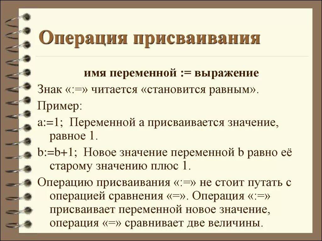 Укажите операцию присваивание. Операция присваивания. Операция присваивания пример. Операция присваивания в информатике. Что изменяет операция присваивания.