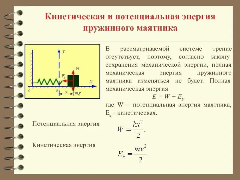 Кинетическая энергия груза это. Потенциальная энергия пружины вывод формулы. Потенциальная и кинетическая энергия пружины. Колебания потенциальной энергии пружинного маятника. Кинетическая энергия груза это.