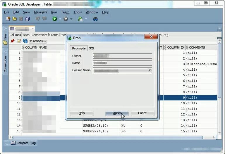 Oracle table columns. Oracle table columns
