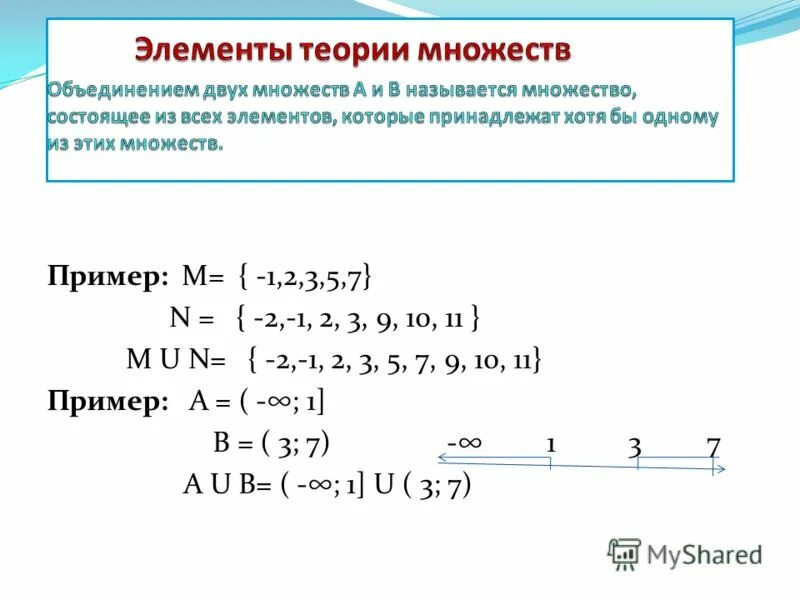 Тест теории множеств