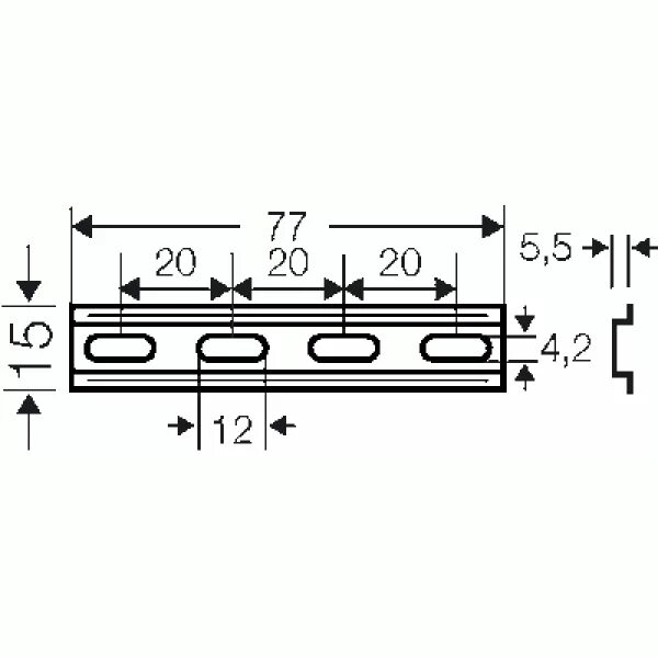 Din-рейка 200см Omega 2f 15х5.5 с перфорацией. Din-рейка 35х15 чертеж.