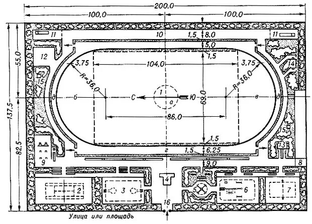 План школьного стадиона