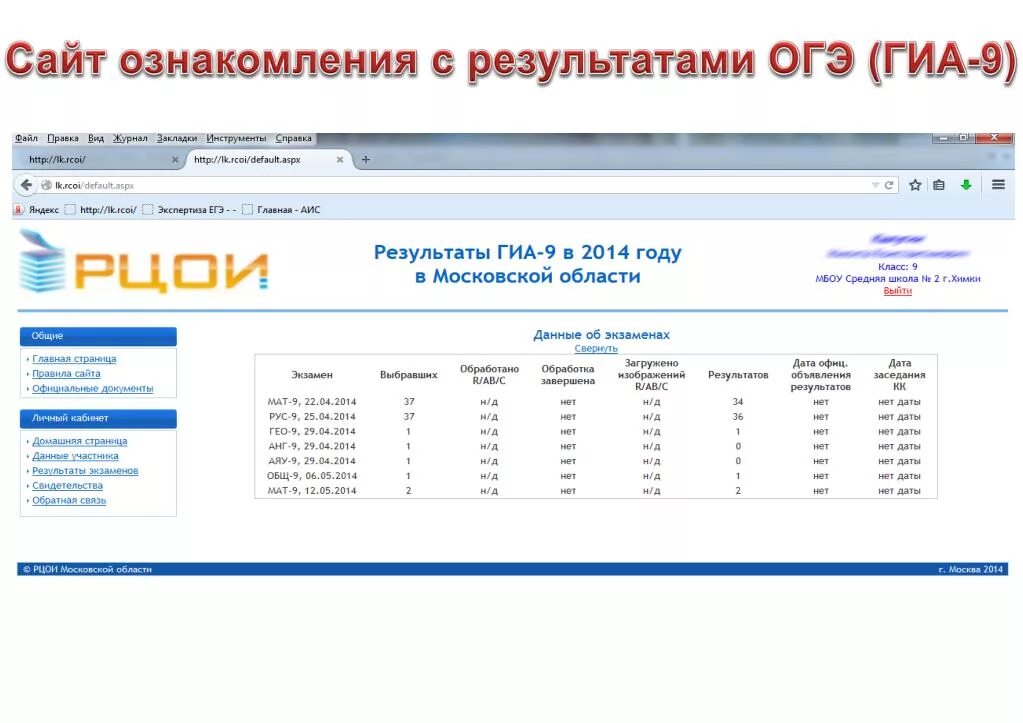 Результат огэ мос