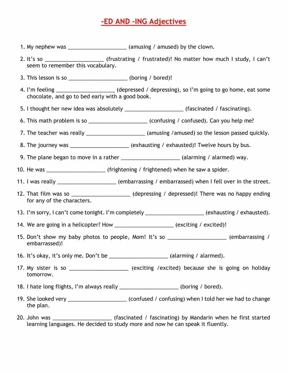 Прилагательные ing ed в английском языке упражнения. Ed ing adjectives exercises. Ed ing в английском языке упражнения. Прилагательные ed ing упражнения. Прилагательные ing ed в английском языке упражнения.