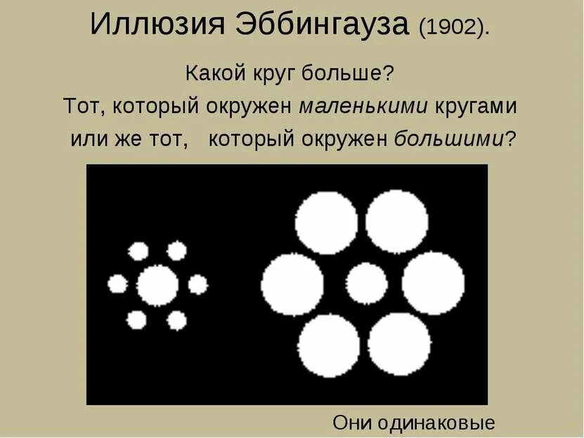 Какой круг вопросов. Иллюзия эббингауза-титченера (1902). иллюзия восприятия эббингауза. иллюзия восприятия размера круги. иллюзия восприятия размера кружки.