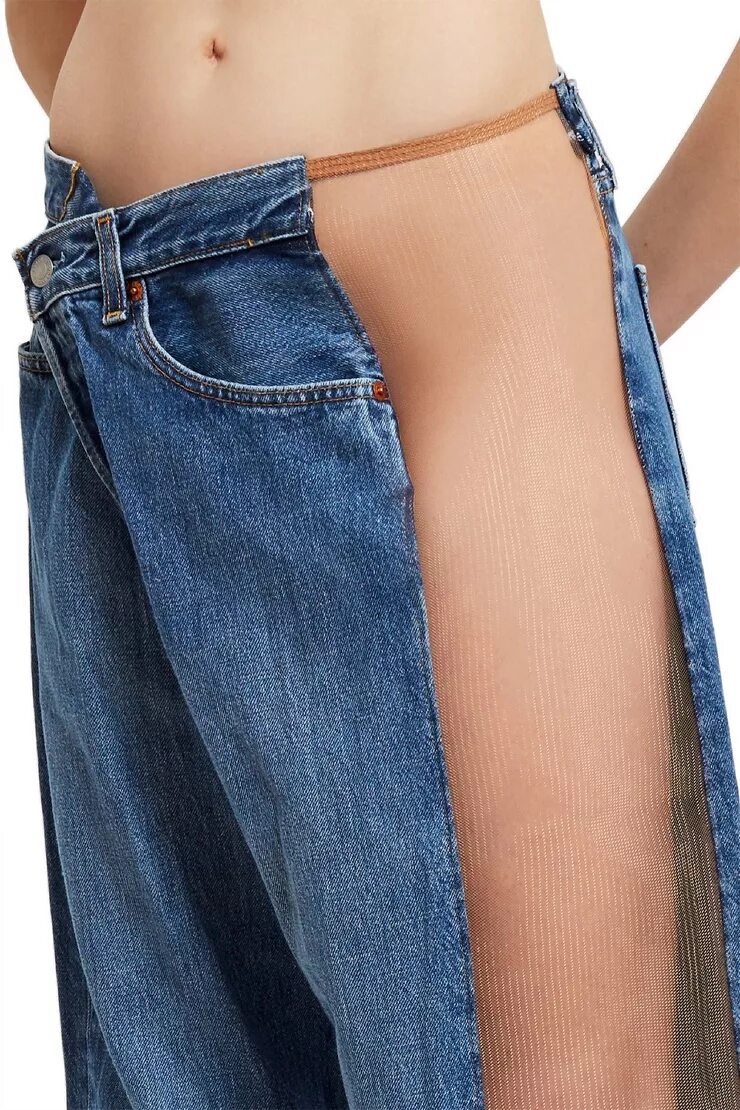 Прозрачные джинсы. Джинсы с трусами. Модные джинсы с трусами.